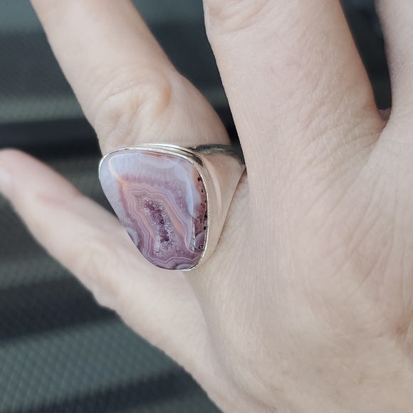 New Men's Solar Quartz Agate 925 Silver Ring. - Picture 8 of 16